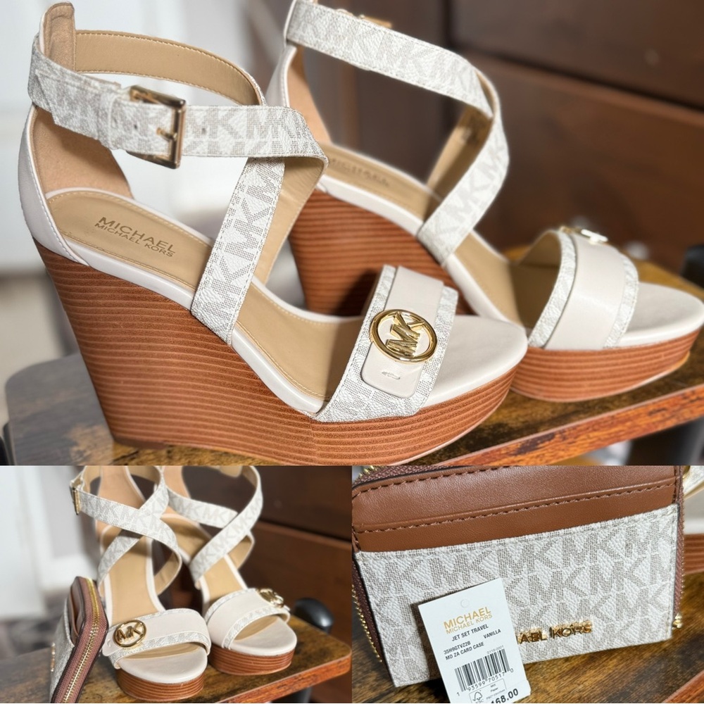 Y2K style Michael Kors Carmen Wedges and matching Card Holder